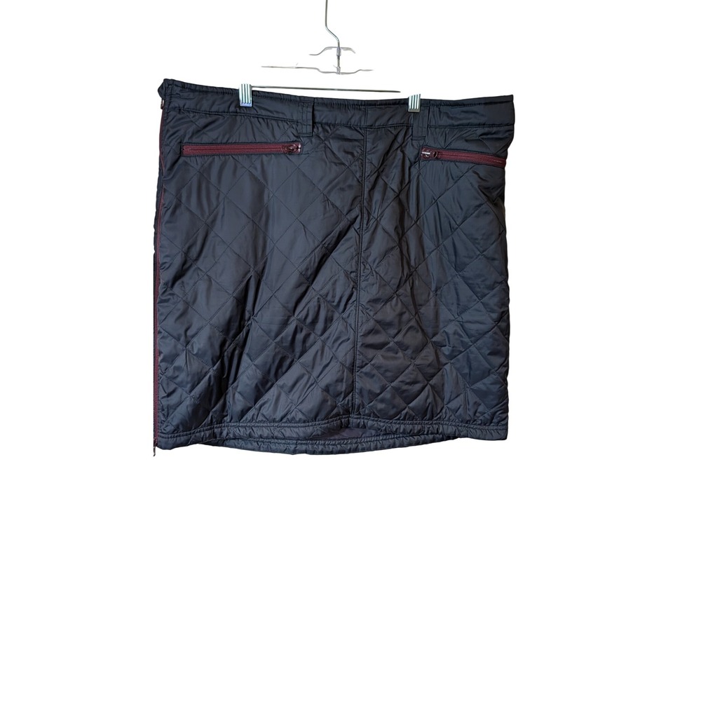 Duluth Trading Co Women XL Navy Blue Quilted Puffer Insulated Skirt Full Zip